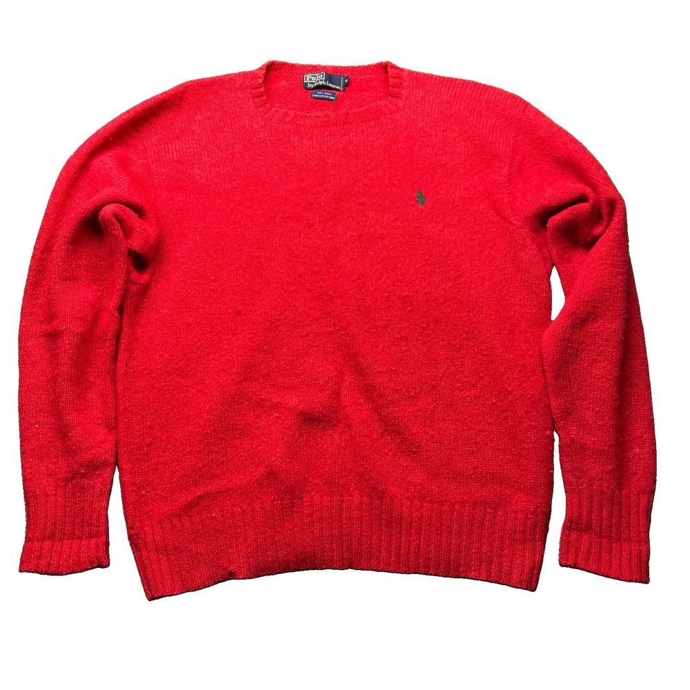 Polo Ralph Lauren Sweater Vintage Scottish Yarn Red M Mens